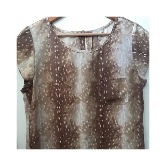 Joie Silk Tariana Top Deer Print Bambi Doe Fawn Sz L - Picture 6 of 10